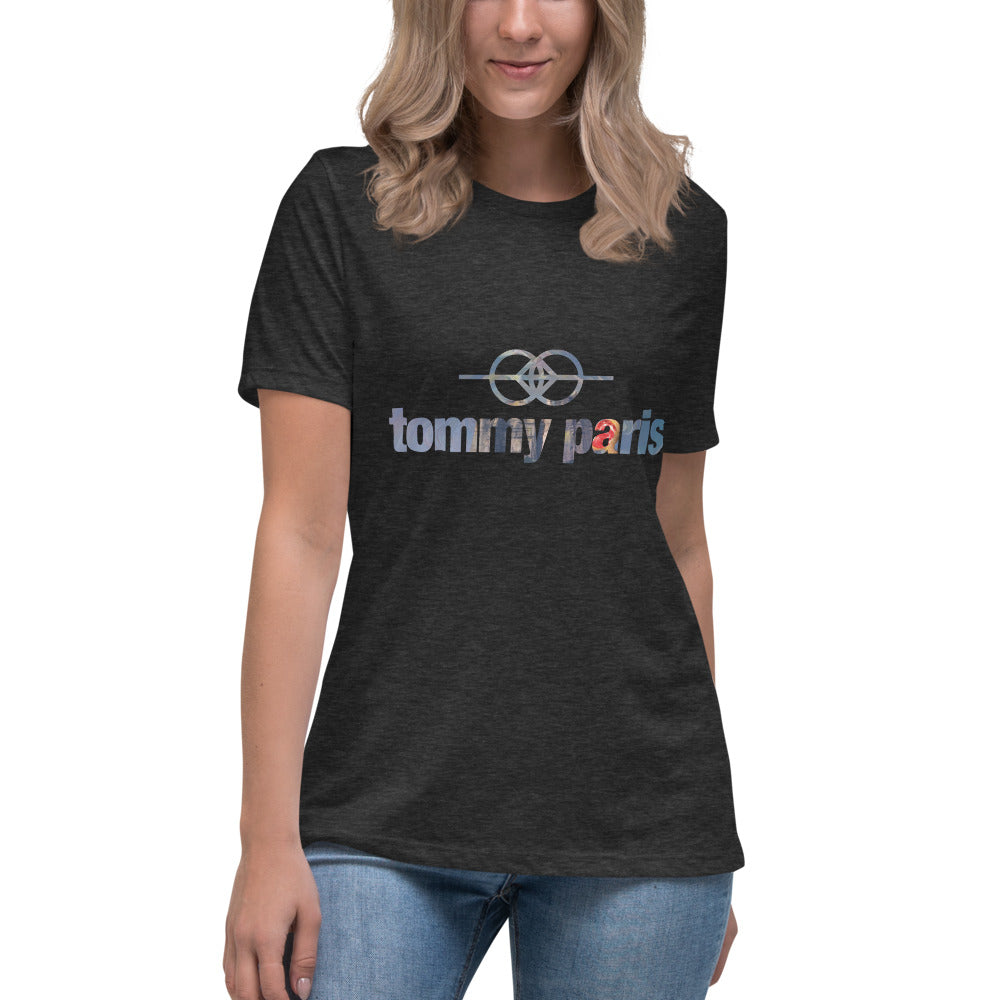 Tommy Paris Logo And Symbol Overlay - Women's Relaxed T-Shirt