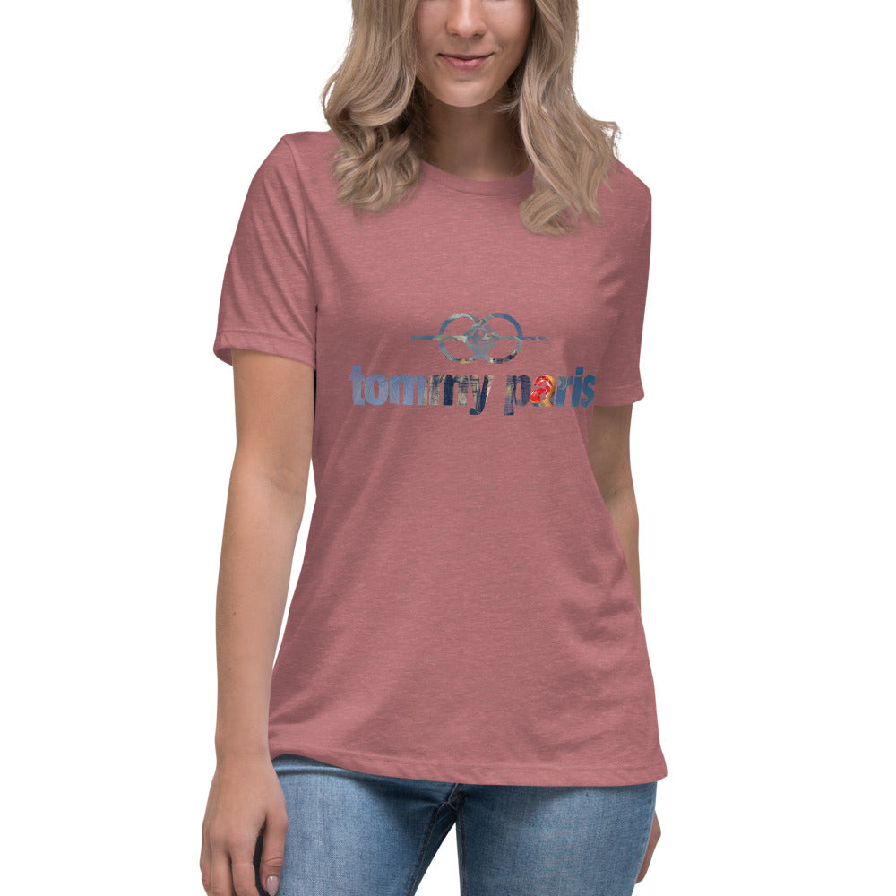 Tommy Paris Logo And Symbol Overlay - Women's Relaxed T-Shirt