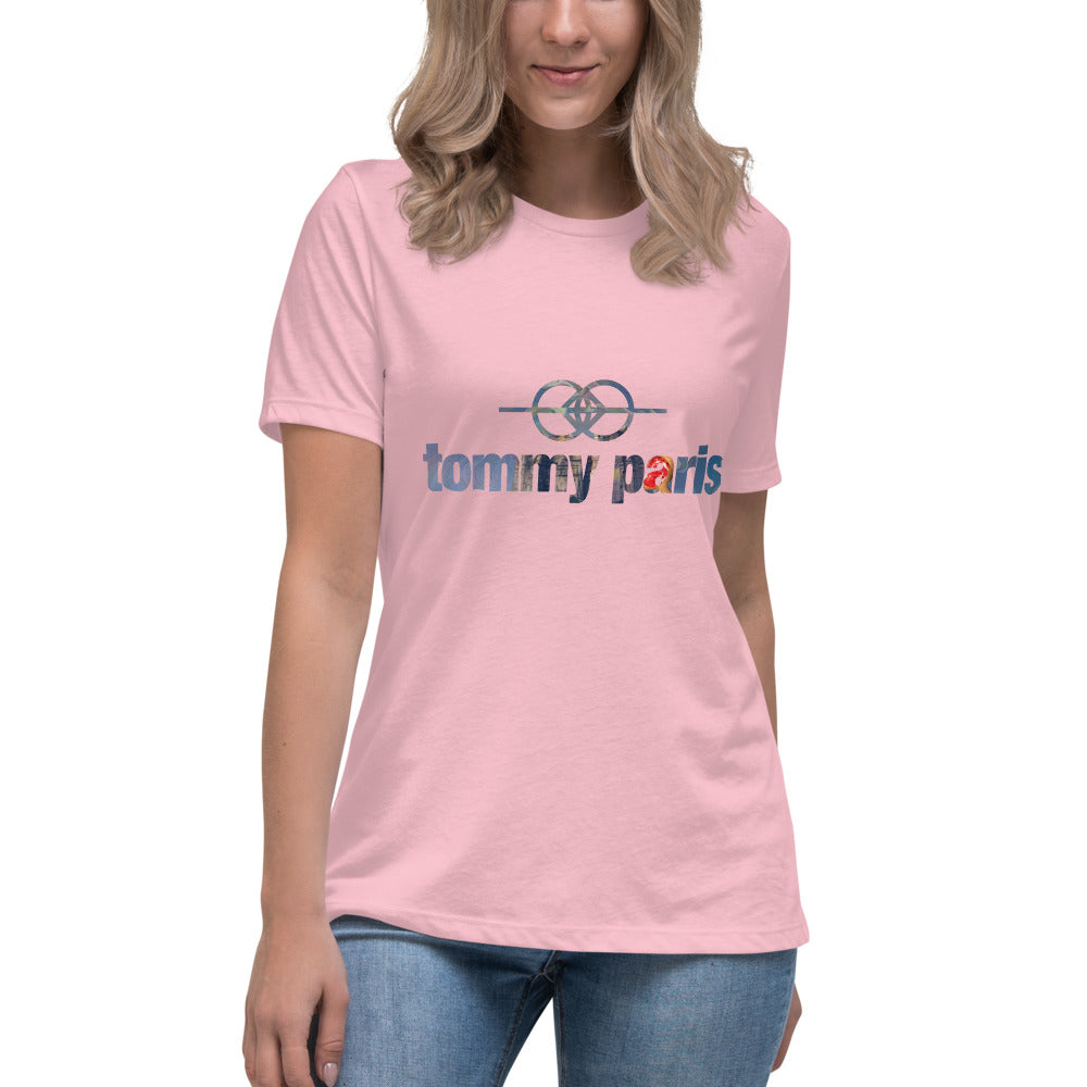 Tommy Paris Logo And Symbol Overlay - Women's Relaxed T-Shirt